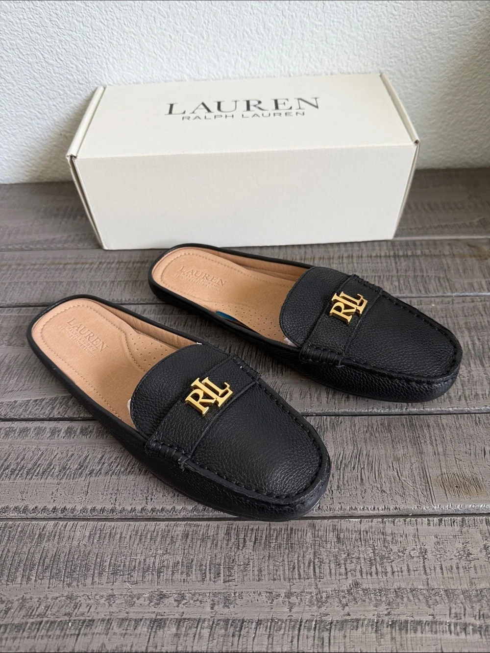 Ralph Lauren Women's Barnsbury Slip-On Hardware Mule Loafer Flats NIB